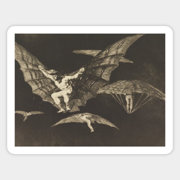 Manner of Flying, plate 13 in "Proverbs" by Francisco Goya Sticker by Classic Art Stall